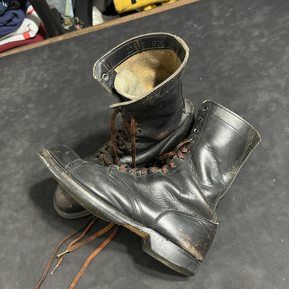 Vintage Double H Jump Boots Men Size 11.5 E Black Leather Military Combat